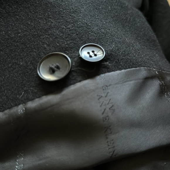 Anne Klein black wool mid coat  notch collar single front Sz M - Picture 8 of 9